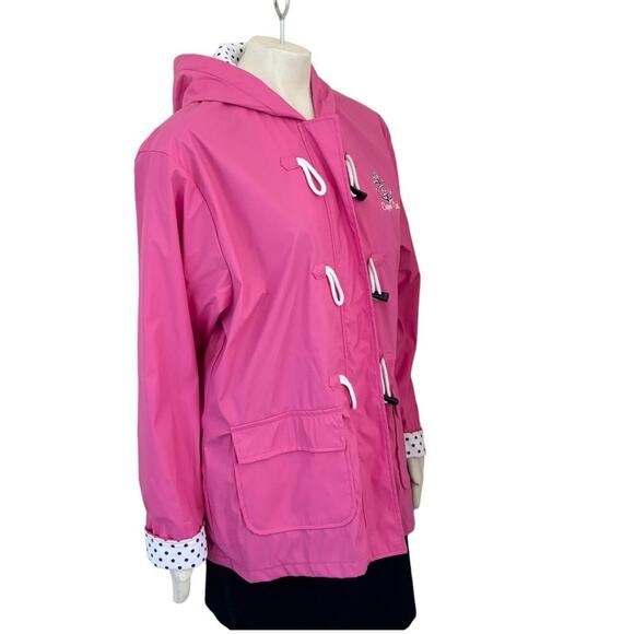 NEW RITCHIES SPORTSWEAR Cape Cod Hooded Toggle Raincoat in Bubblegum Pink SZ XL - Picture 6 of 12